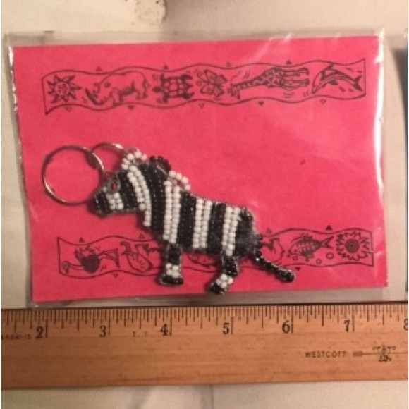 Zebra Beaded Key Ring Handmade - NWT - Picture 3 of 3